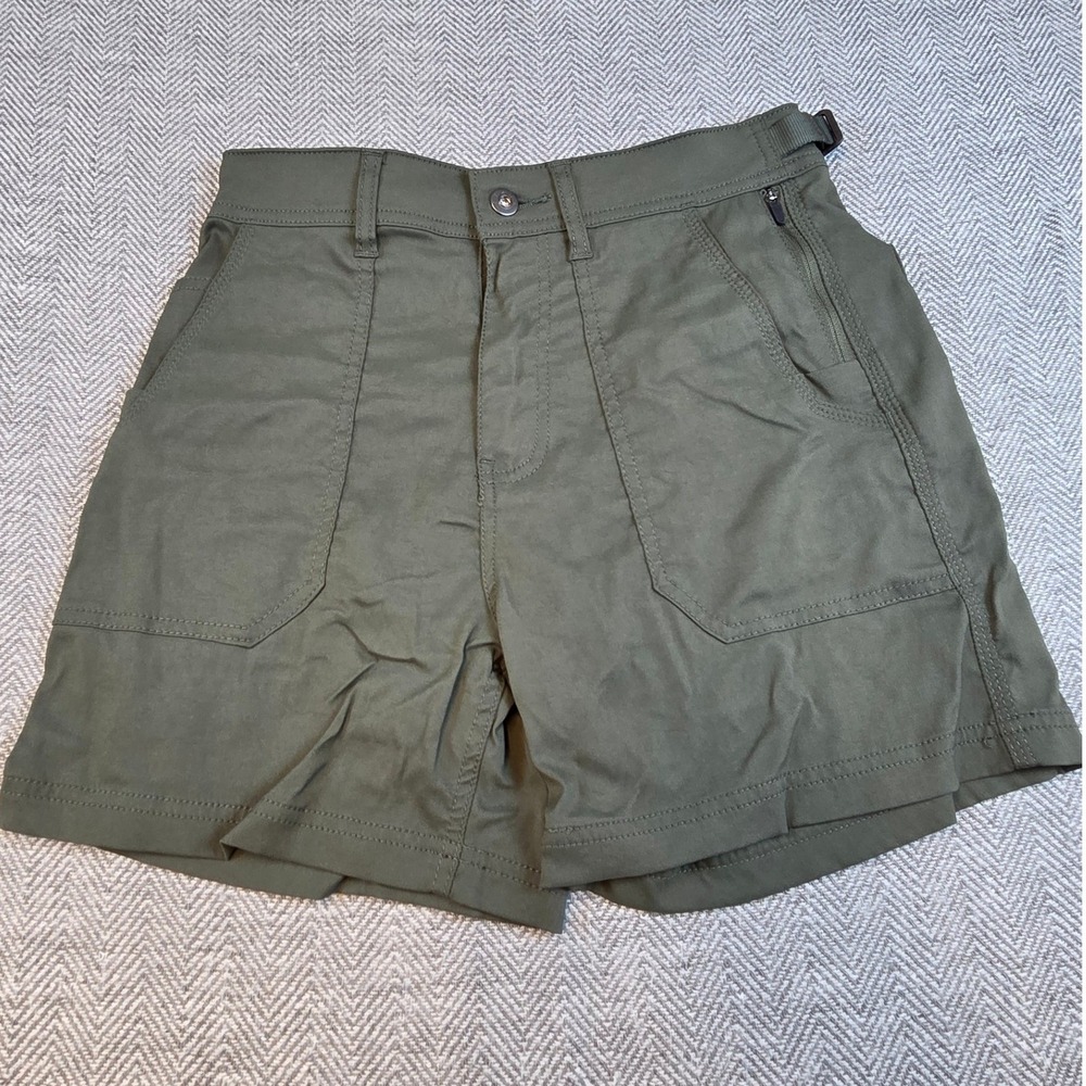 Prana Womens High Rise Standard Hiking Shorts Olive Green Size 4 2082311 - Picture 2 of 13